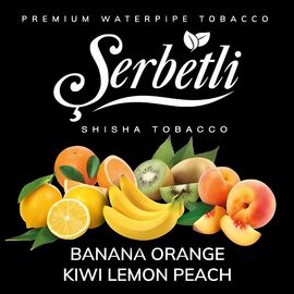 Тютюн Serbetli Banana Orange Kiwi Lemon Peach (Банан Апельсин Ківі Лимон Персик) 100 гр